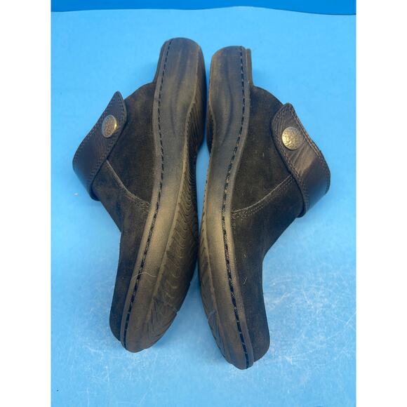 Clarks Collection Black Suede Leather Clogs Mule Slides Cork Comfort Womens 9 - Picture 13 of 13